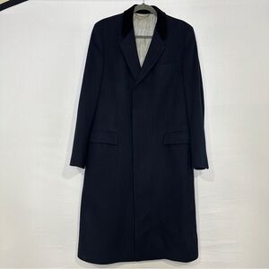 Vintage Neiman Marcus Navy Wool Overcoat - Velvet Collar Winter Coat - Men's 40R